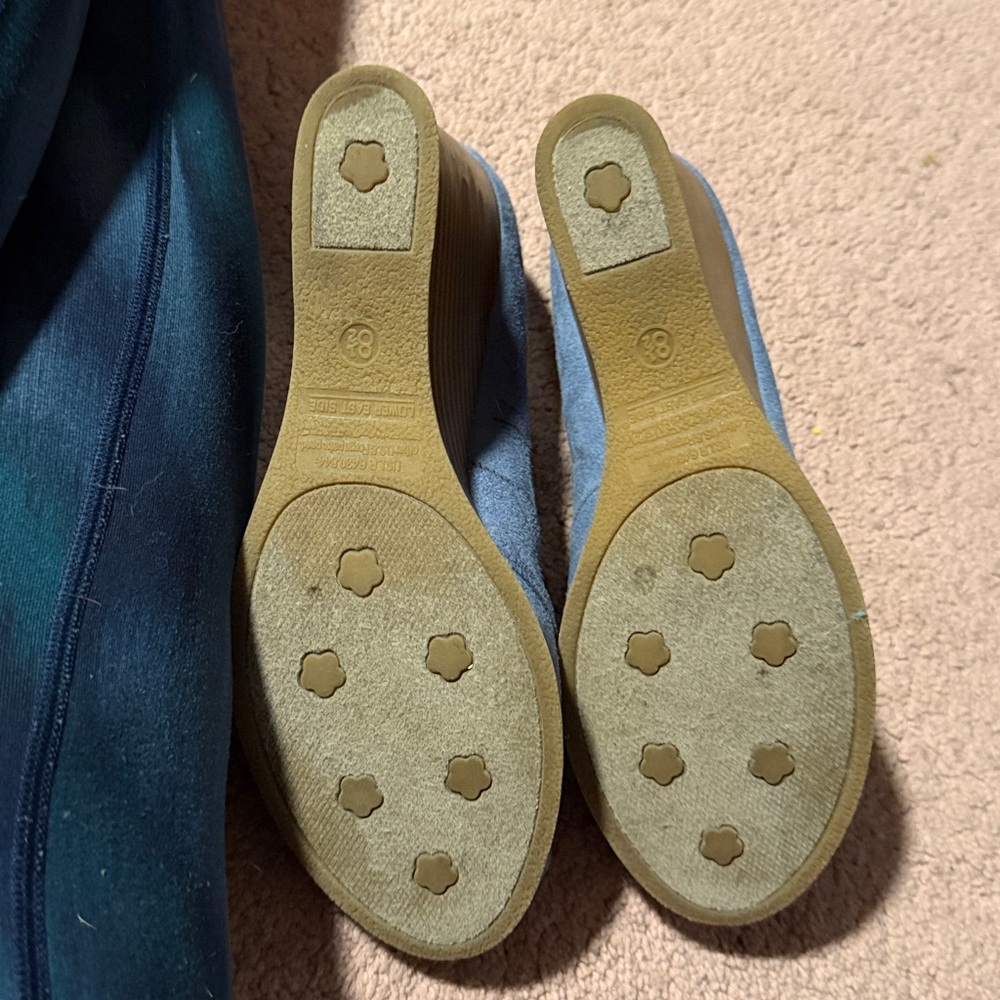 Elegant Blue Wedge Peep Toe Shoes - Picture 5 of 7